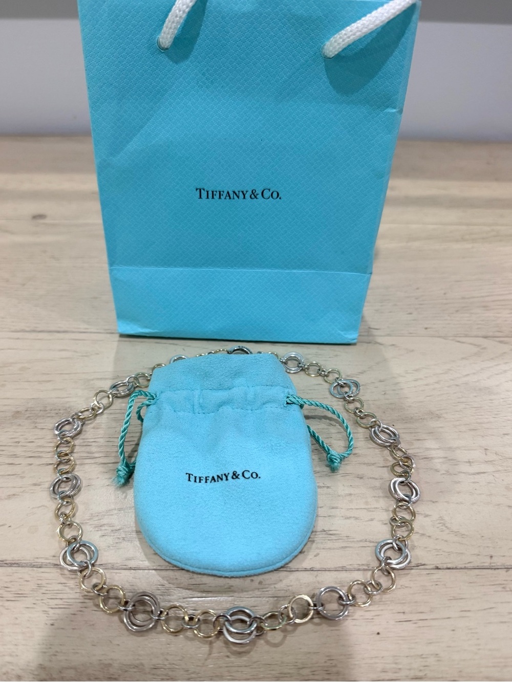 Tiffany & Co. sterling silver and 18kt yellow gold circle link necklace